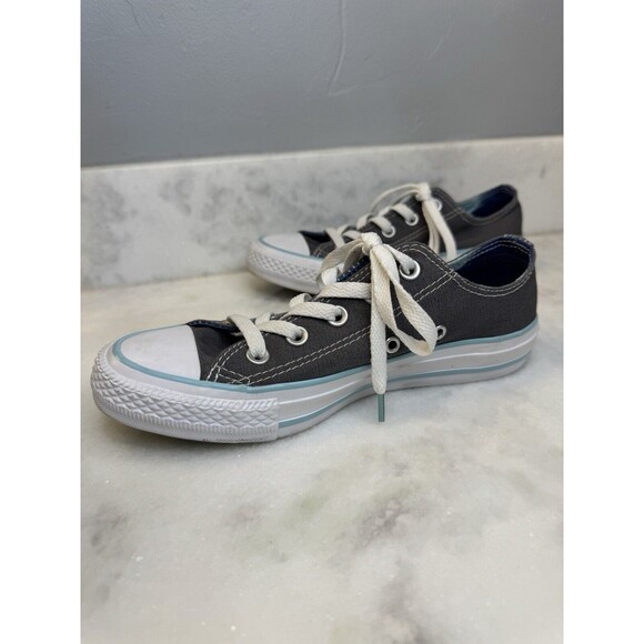 Converse All Star Lo Shoes, Double Tongue, Women's Size 6 Gray W/ Aqua Blue - Picture 6 of 11